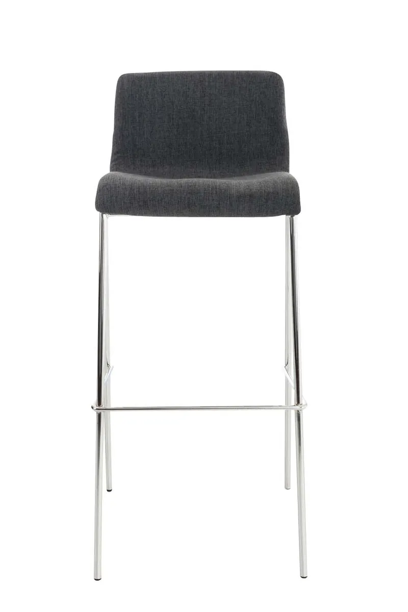 Tabouret de bar x1 design moderne repose-pied en tissu gris foncé sur 4 pieds en métal 10_0004949