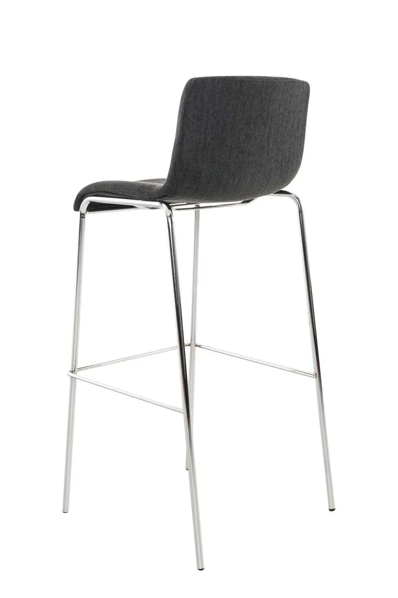 Tabouret de bar x1 design moderne repose-pied en tissu gris foncé sur 4 pieds en métal 10_0004949