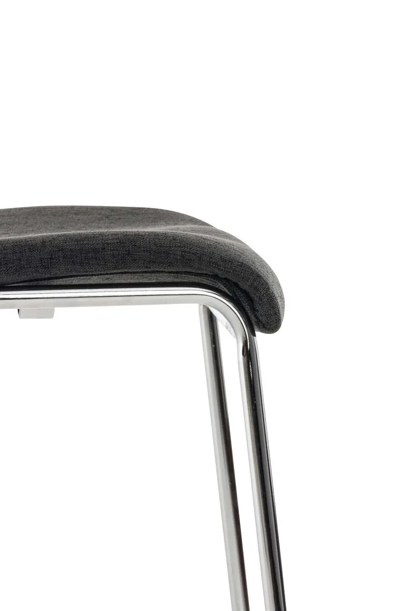 Tabouret de bar x1 design moderne repose-pied en tissu gris foncé sur 4 pieds en métal 10_0004949