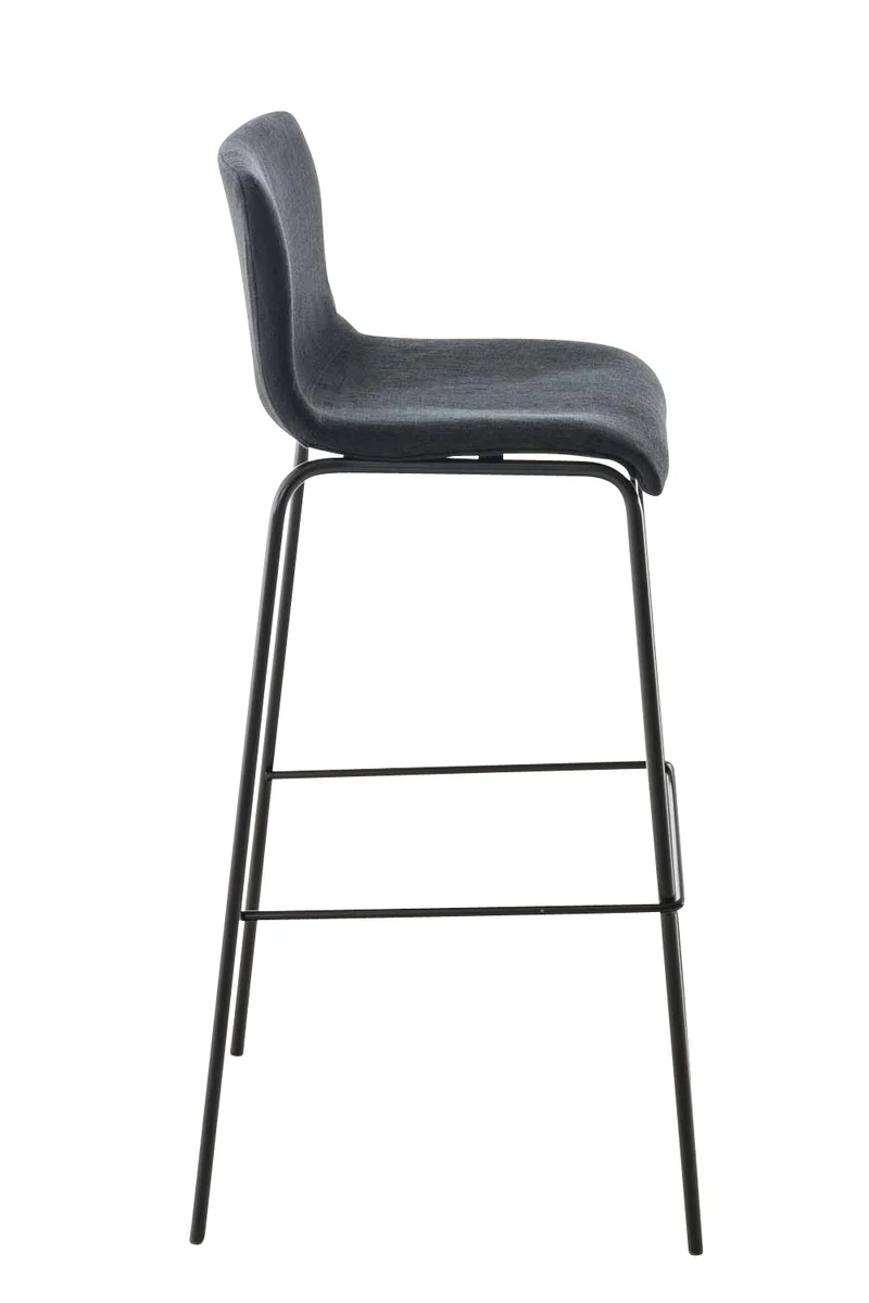 Tabouret de bar x1 design moderne repose-pied en tissu gris foncé sur 4 pieds en métal noir 10_0004955