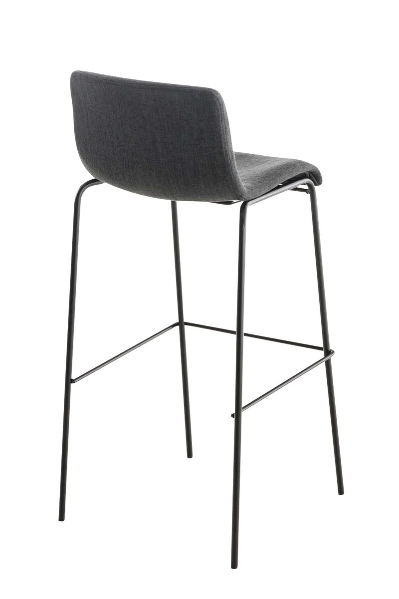 Tabouret de bar x1 design moderne repose-pied en tissu gris foncé sur 4 pieds en métal noir 10_0004955