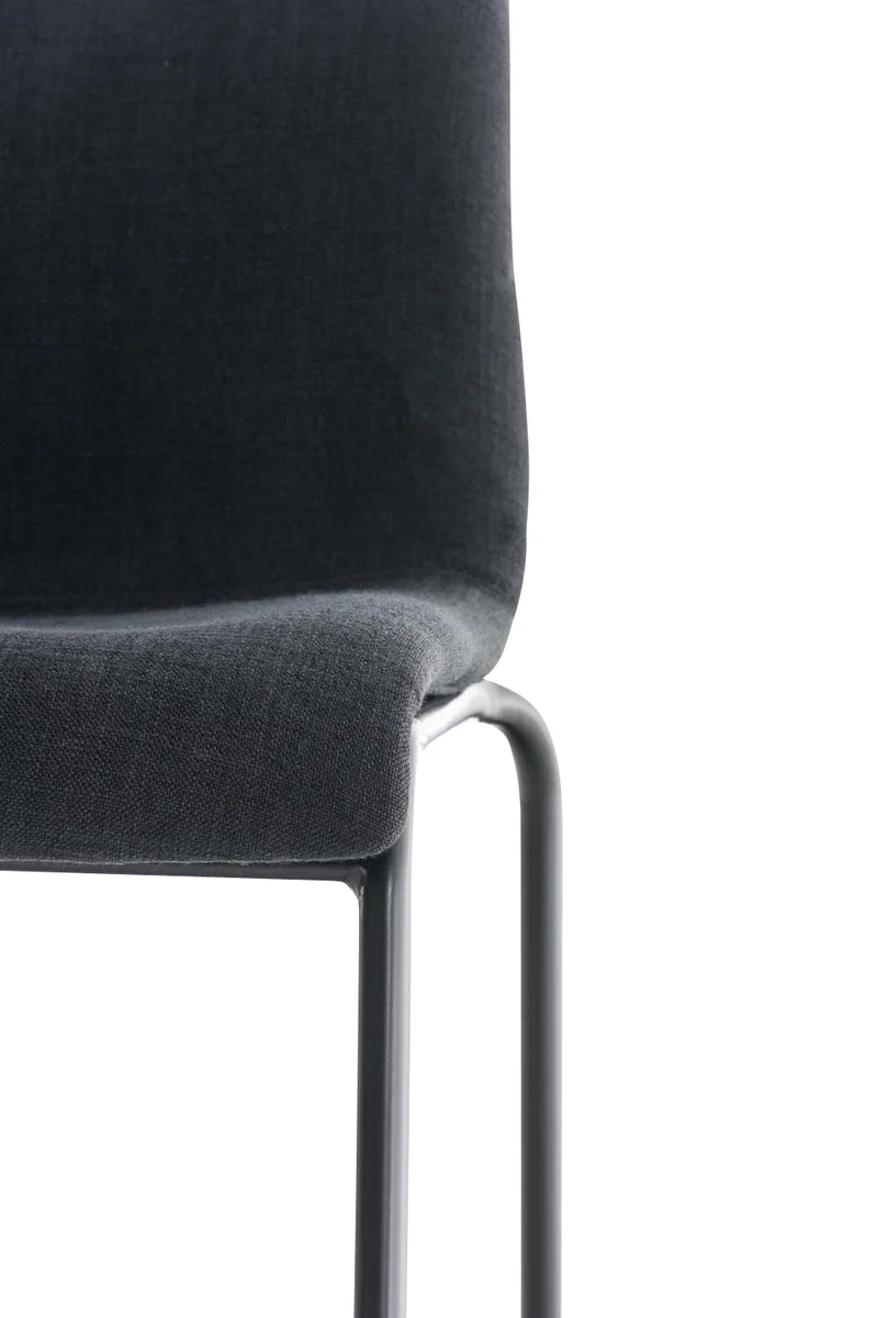 Tabouret de bar x1 design moderne repose-pied en tissu gris foncé sur 4 pieds en métal noir 10_0004955