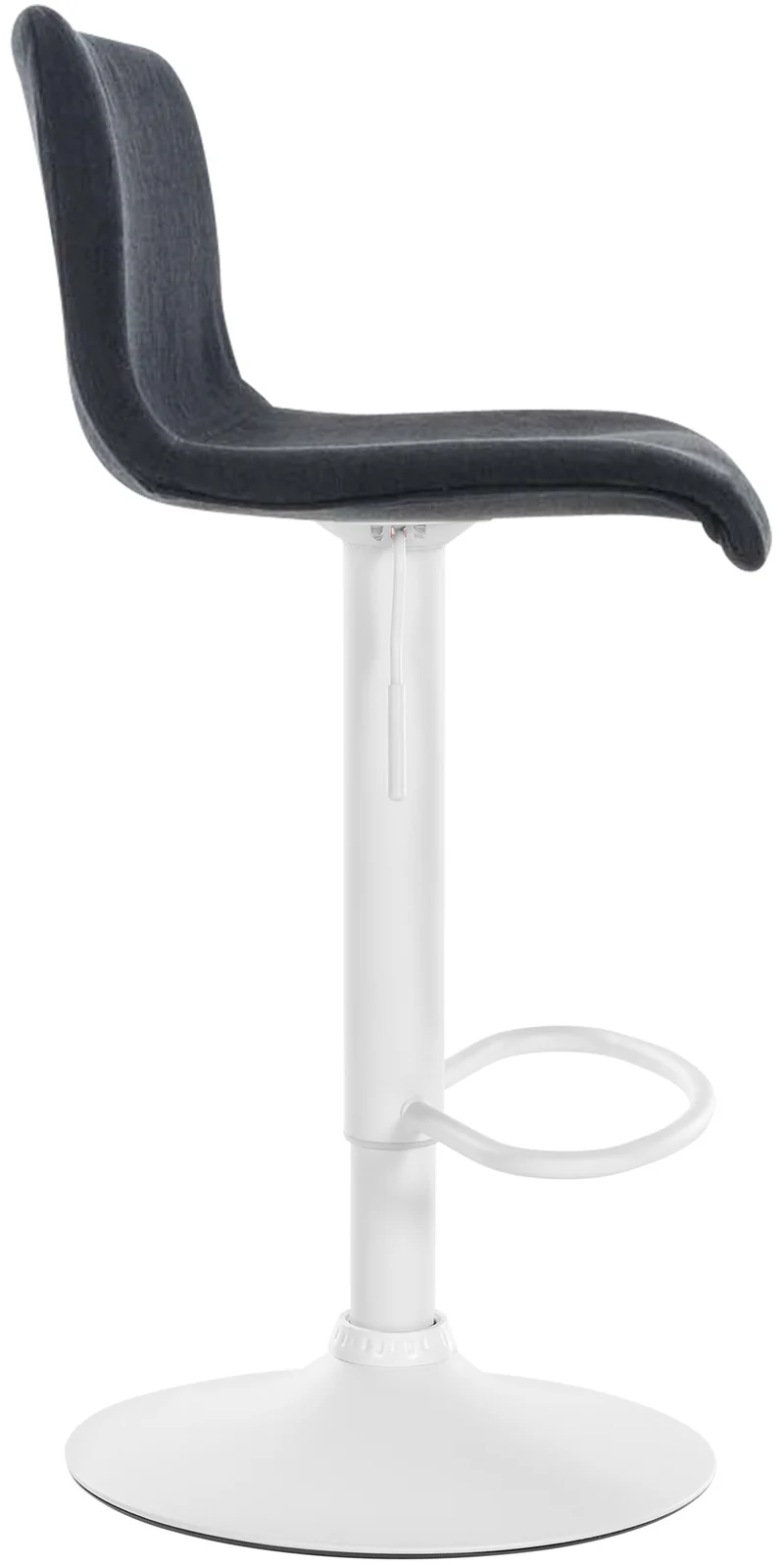 Tabouret de bar x1 avec repose-pieds pivotant dossier incurvé en tissu noir et métal blanc 10_0004981