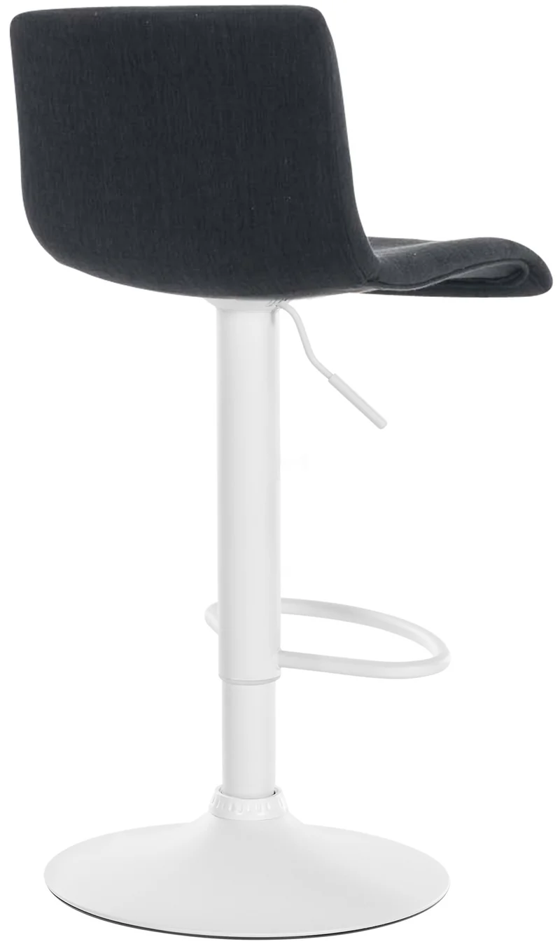Tabouret de bar x1 avec repose-pieds pivotant dossier incurvé en tissu noir et métal blanc 10_0004981