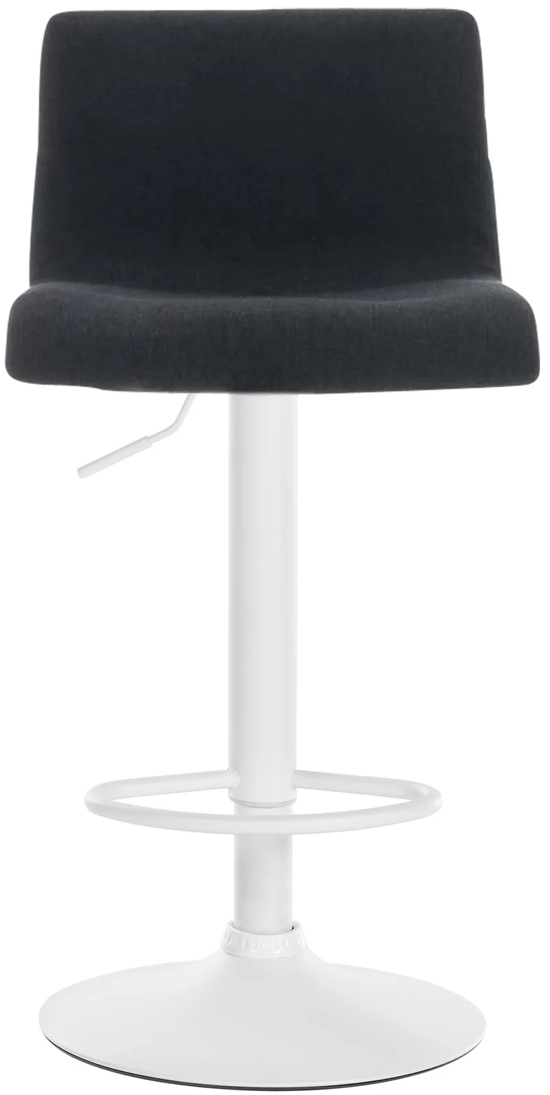 Tabouret de bar x1 avec repose-pieds pivotant dossier incurvé en tissu noir et métal blanc 10_0004981