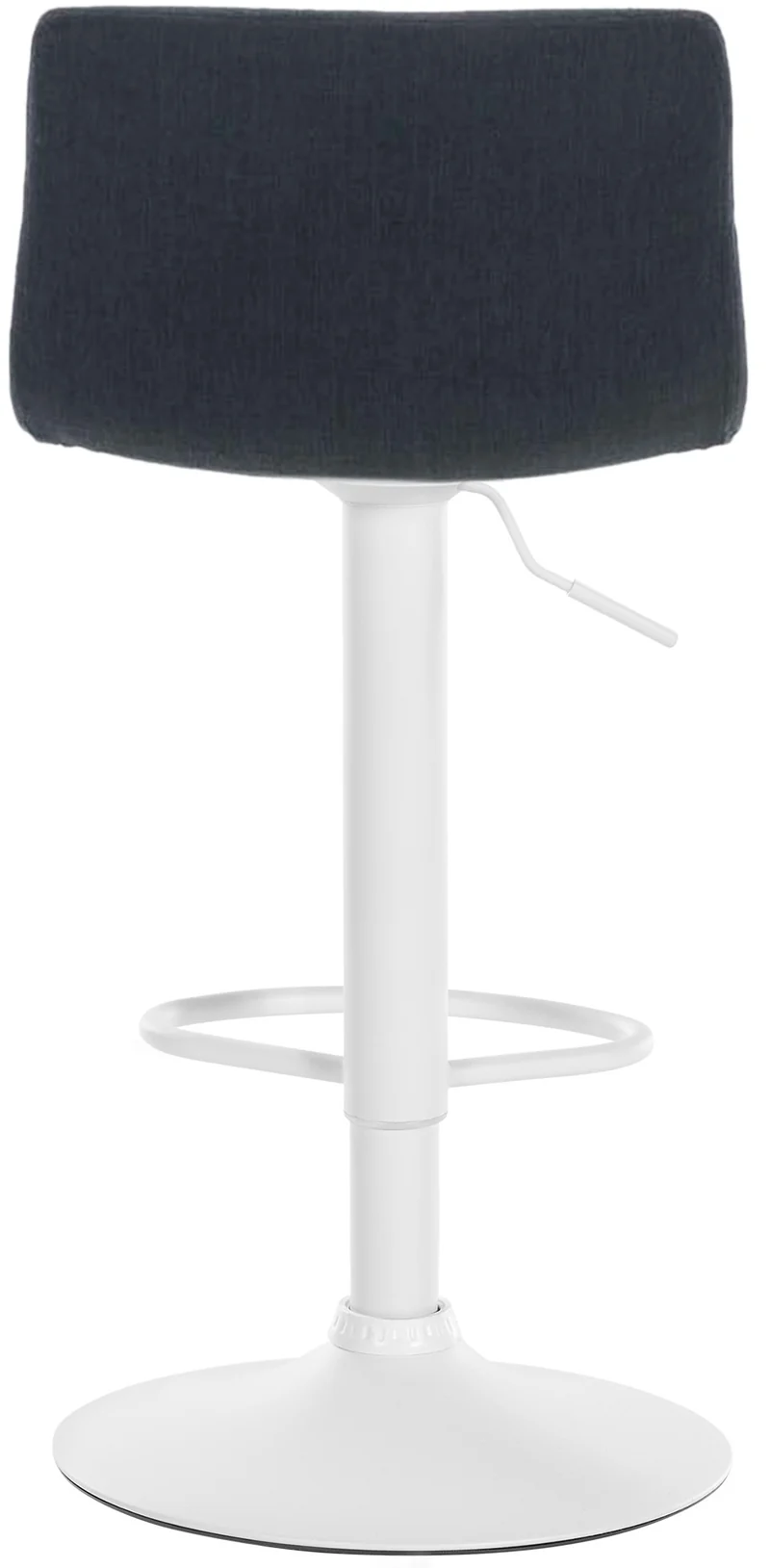 Tabouret de bar x1 avec repose-pieds pivotant dossier incurvé en tissu noir et métal blanc 10_0004981