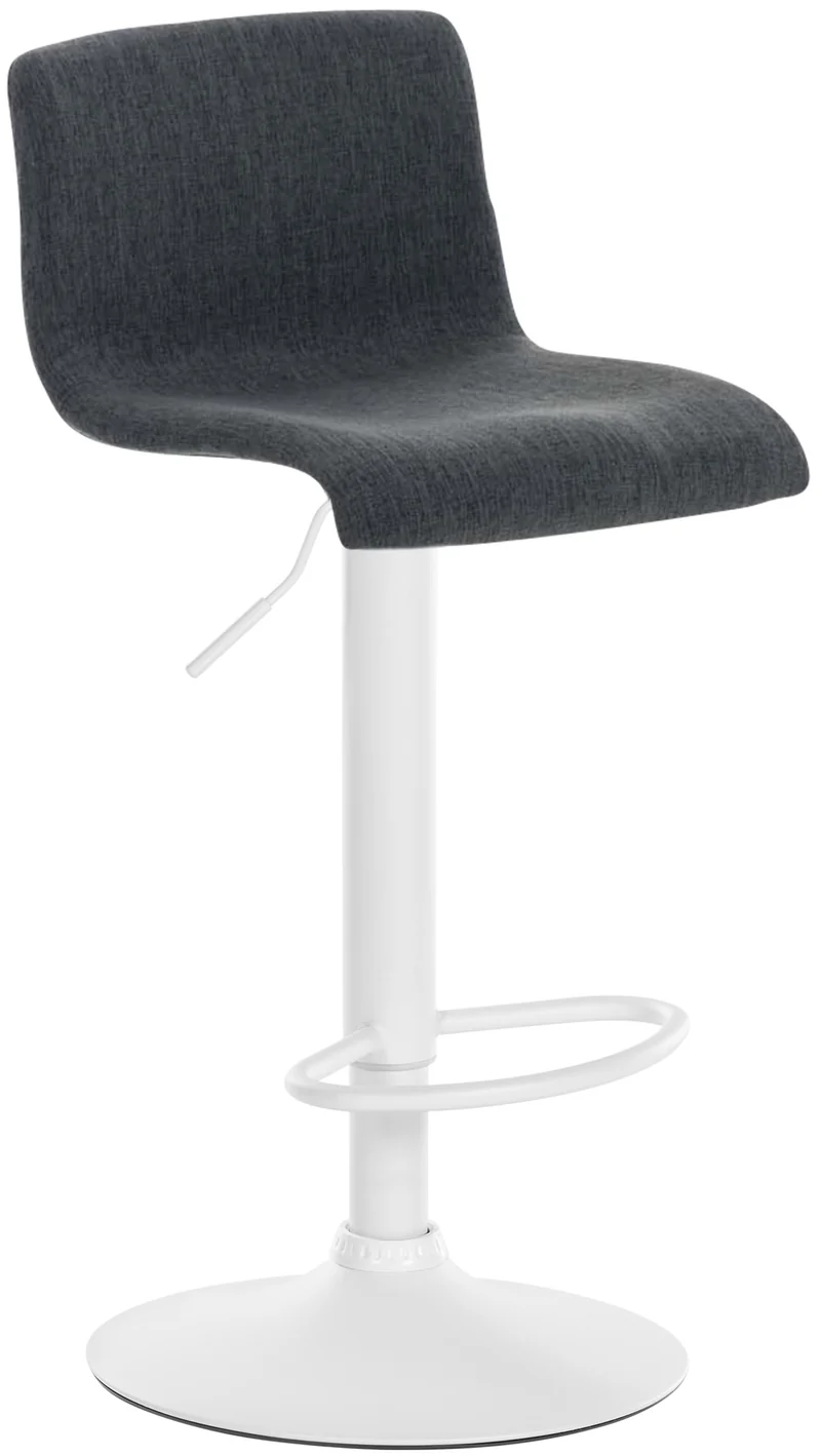 Tabouret de bar x1 en tissu gris foncé cadre métal blanc repose-pieds style moderne 10_0005861