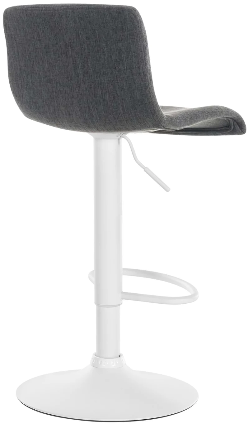 Tabouret de bar x1 en tissu gris foncé cadre métal blanc repose-pieds style moderne 10_0005861