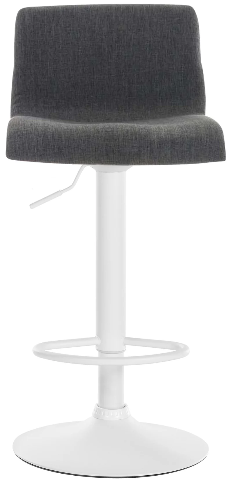 Tabouret de bar x1 en tissu gris foncé cadre métal blanc repose-pieds style moderne 10_0005861