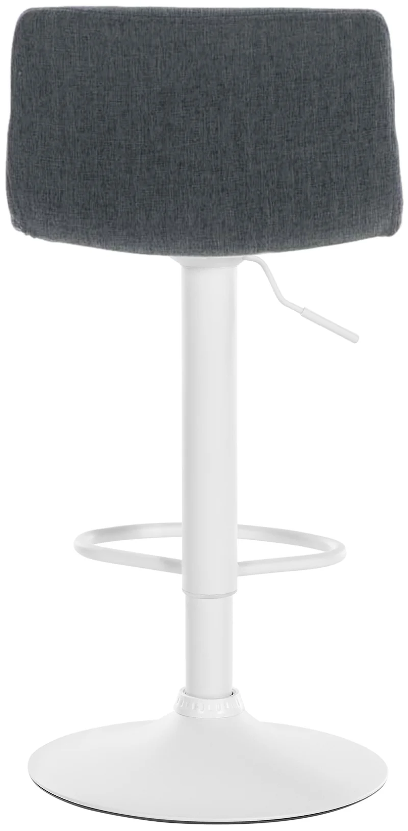 Tabouret de bar x1 en tissu gris foncé cadre métal blanc repose-pieds style moderne 10_0005861