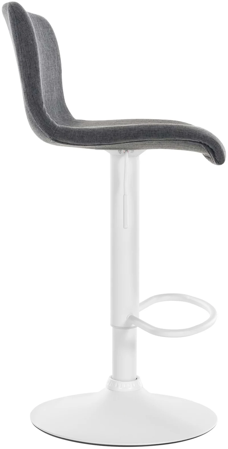 Tabouret de bar x1 en tissu gris foncé cadre métal blanc repose-pieds style moderne 10_0005861