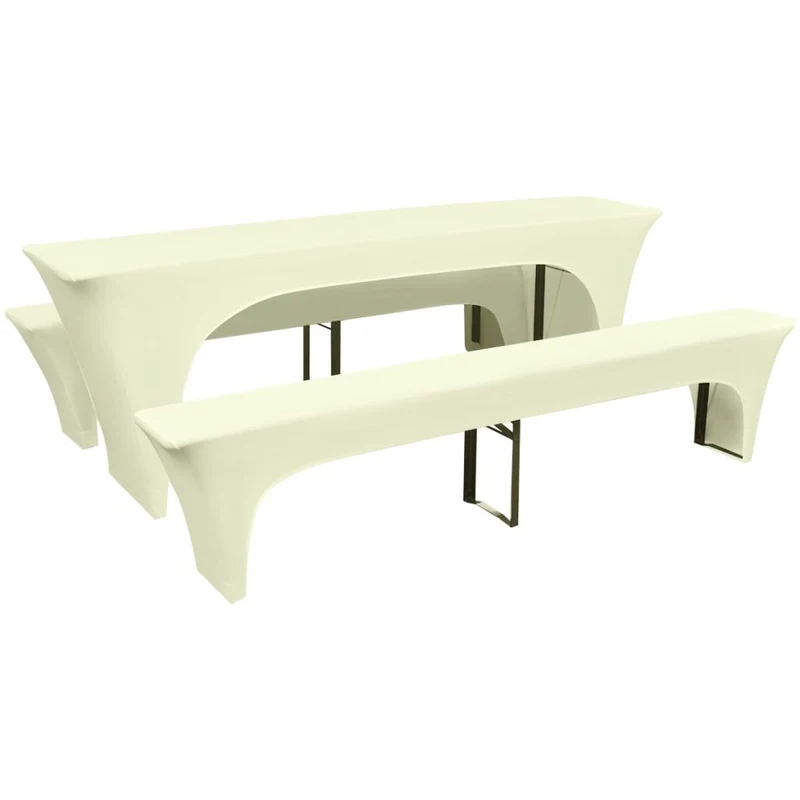 Housse pour table de pique-nique/bancs 3 pièces Crème DEC022386