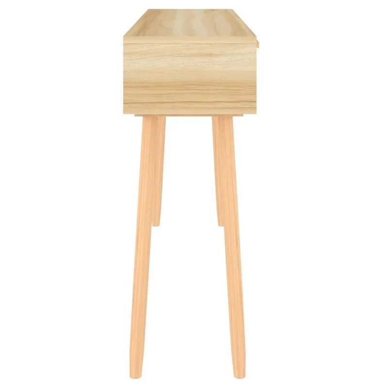 Meuble console d'entrée moderne table d'appoint avec tiroirs 105 x 30 x 75cm bois massif pin /rotin naturel brun DEC032038