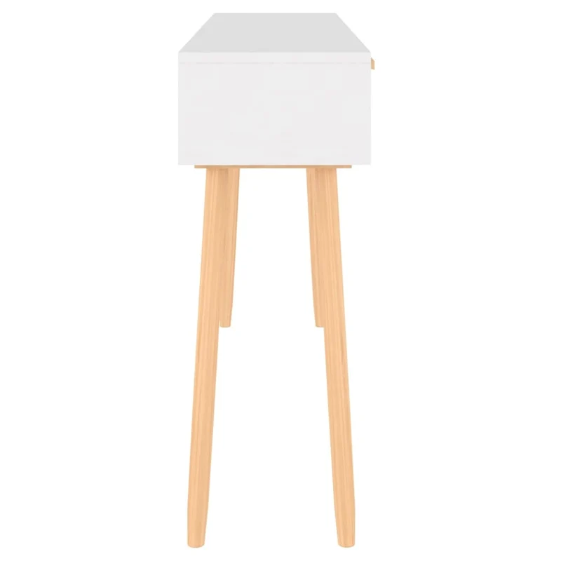Meuble console d'entrée moderne avec tiroirs 105 x 30 x 75 cm bois massif pin /rotin naturel blanc DEC031685