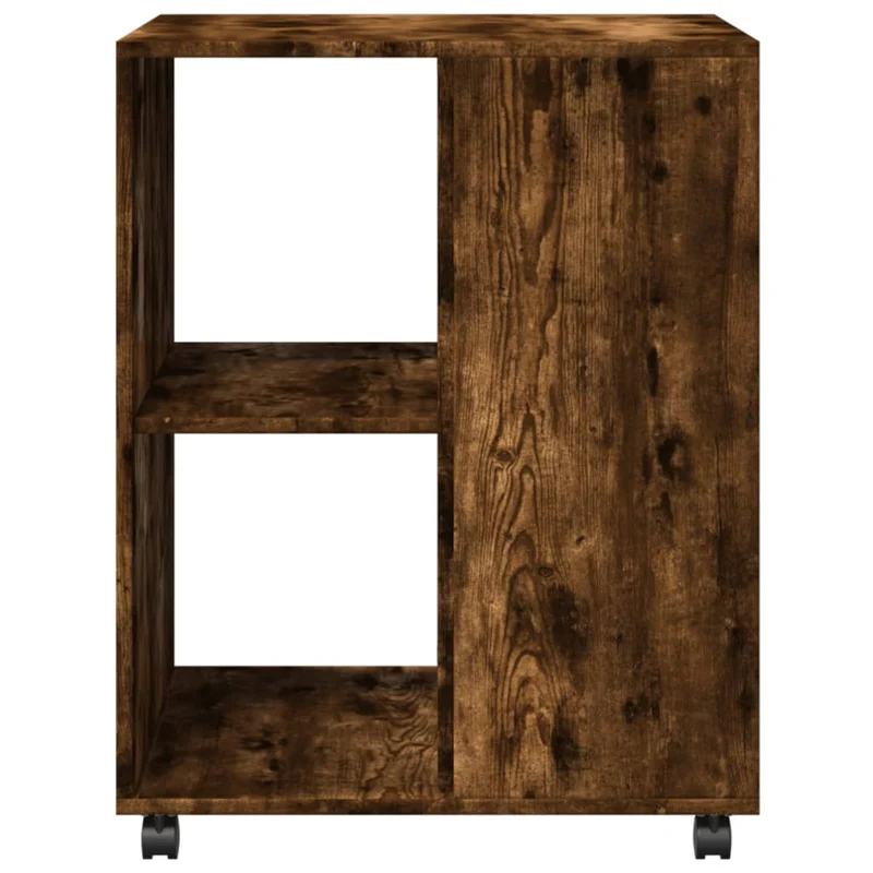 Table d'appoint sur roulettes deux étagères et espace de rangement en bois d'ingénierie couleur chêne fumé DEC024614