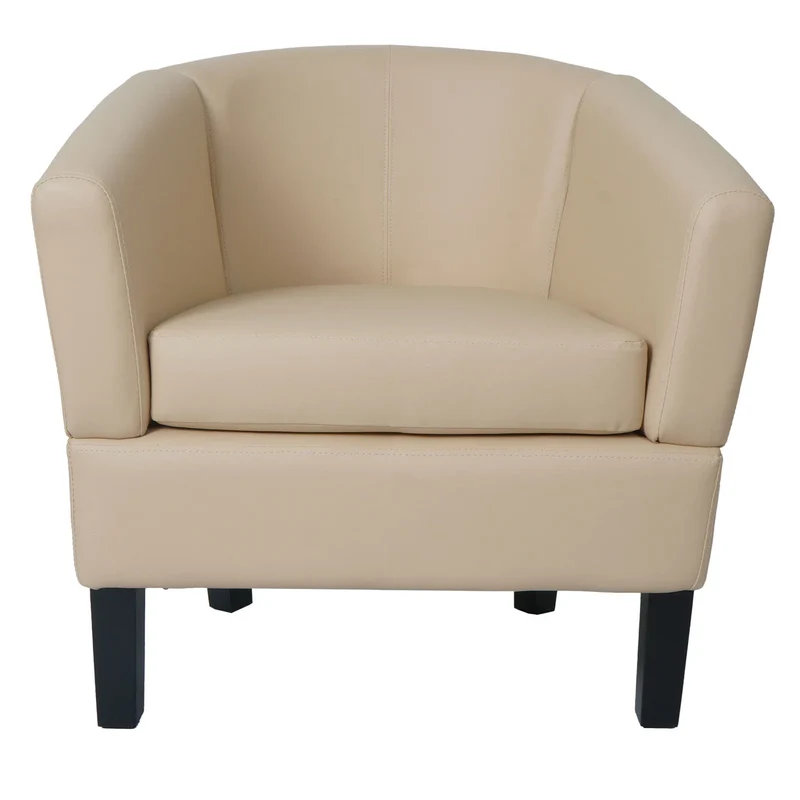 Fauteuil club déco moderne 72 x 72 x 60 cm assise ergonomique finition soignée en PU crème 04_0009563