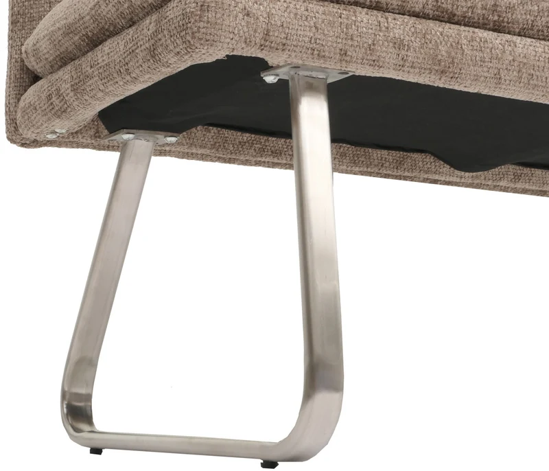 Banc de salle à manger banquette rembourré avec dossier en tissu chenille marron et acier inoxydable longueur 180 cm 04_0005848