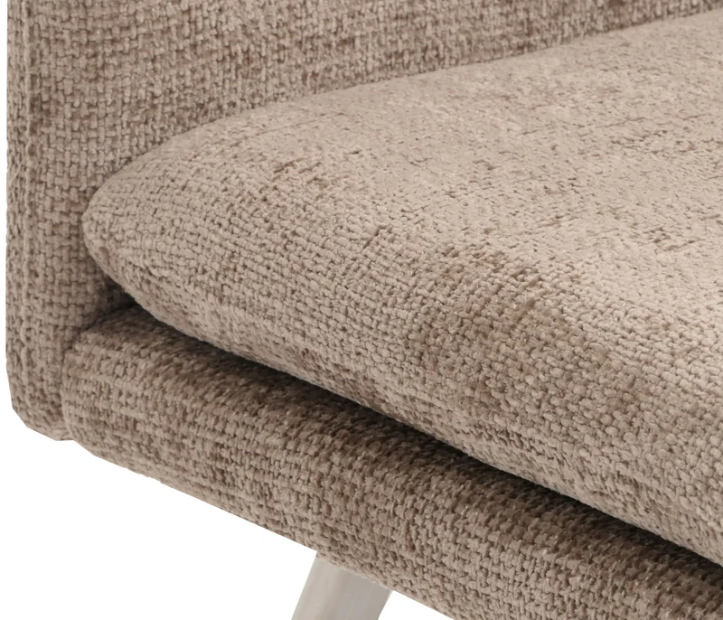 Banc de salle à manger banquette rembourré avec dossier en tissu chenille marron et acier inoxydable longueur 180 cm 04_0005848