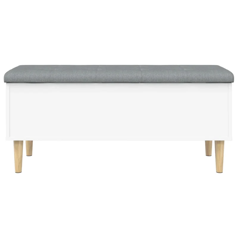 Banc banquette de rangement avec coussin d'assise gris 102 x 42 x 46 cm bois d'ingénierie blanc DEC024708