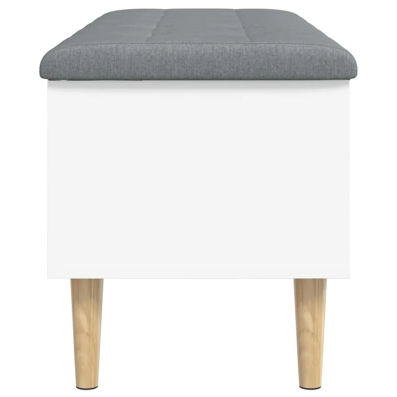 Banc banquette de rangement avec coussin d'assise gris 102 x 42 x 46 cm bois d'ingénierie blanc DEC024708