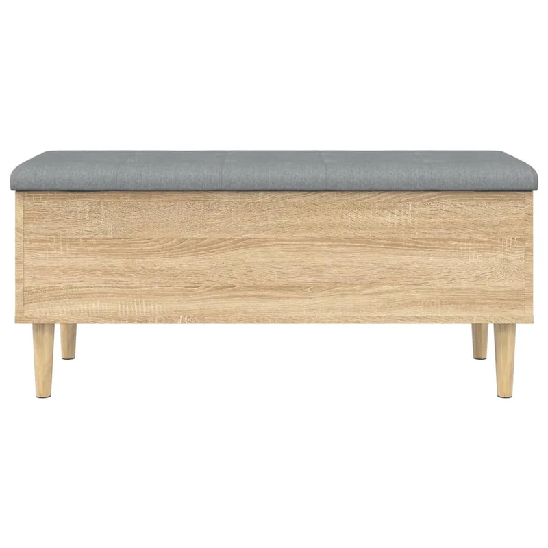 Banc banquette de rangement avec coussin d'assise 102 x 42 x 46 cm bois d'ingénierie couleur chêne sonoma DEC024749