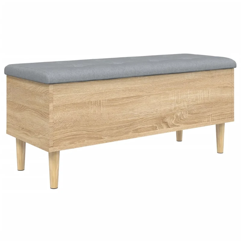 Banc banquette de rangement avec coussin d'assise 102 x 42 x 46 cm bois d'ingénierie couleur chêne sonoma DEC024749