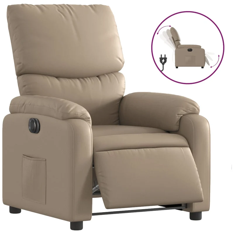Fauteuil relax TV fonction d'inclinaison électrique très confortable en PVC couleur cappuccino DEC028243