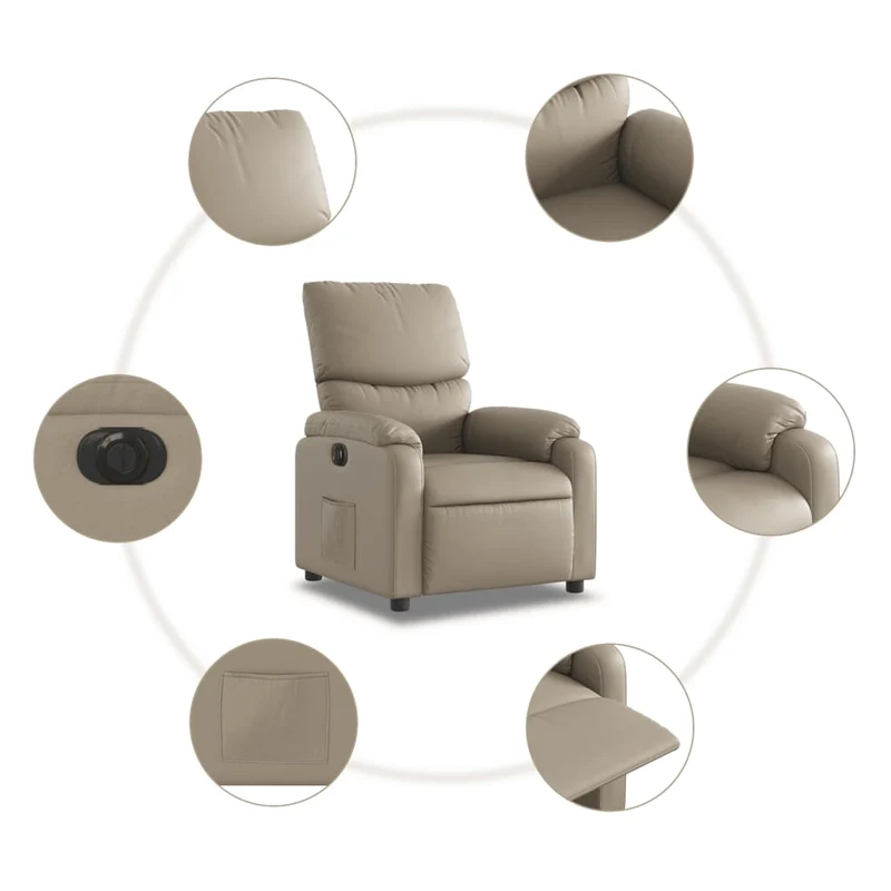Fauteuil relax TV fonction d'inclinaison électrique très confortable en PVC couleur cappuccino DEC028243