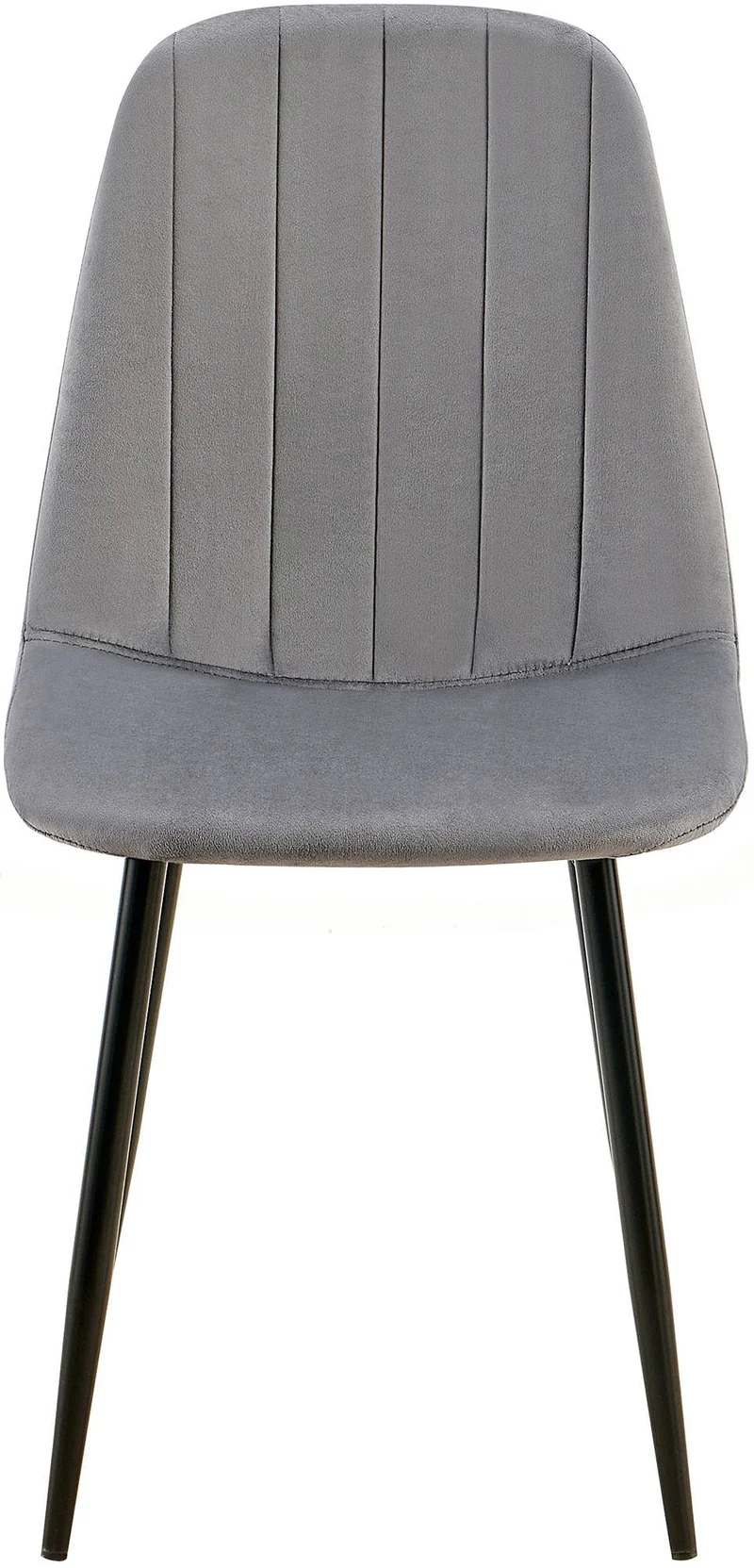 Set de 4 chaises de salle à manger coutures décoratives verticales assise en velours gris pieds en métal noir 10_0001755