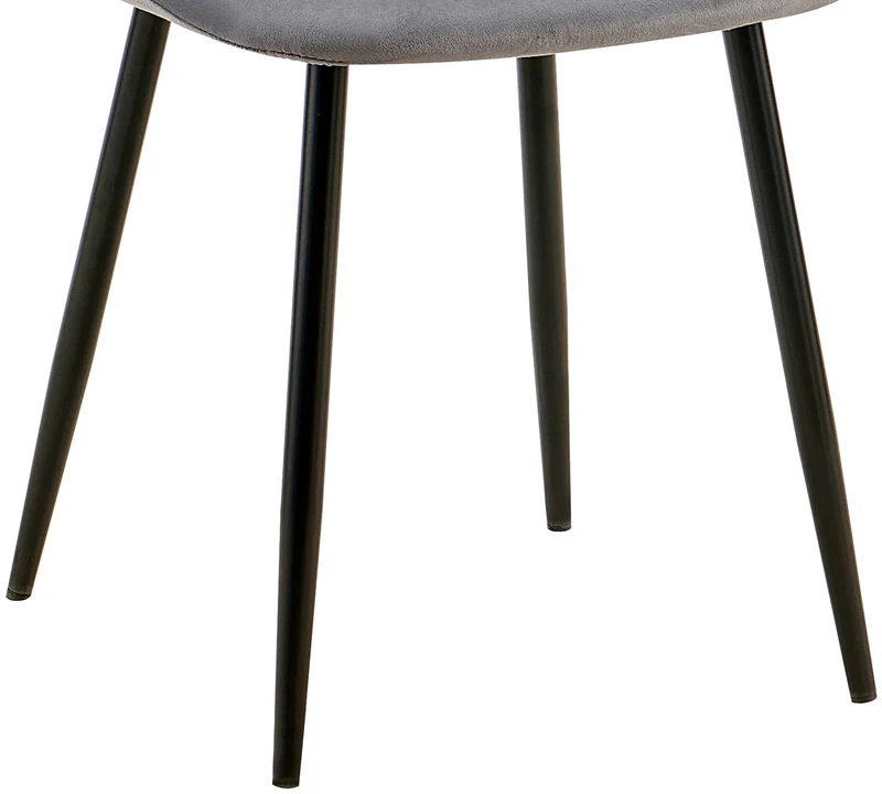 Set de 4 chaises de salle à manger coutures décoratives verticales assise en velours gris pieds en métal noir 10_0001755