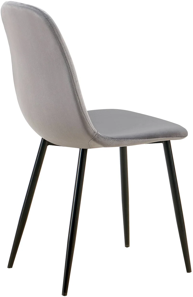 Set de 4 chaises de salle à manger coutures décoratives verticales assise en velours gris pieds en métal noir 10_0001755