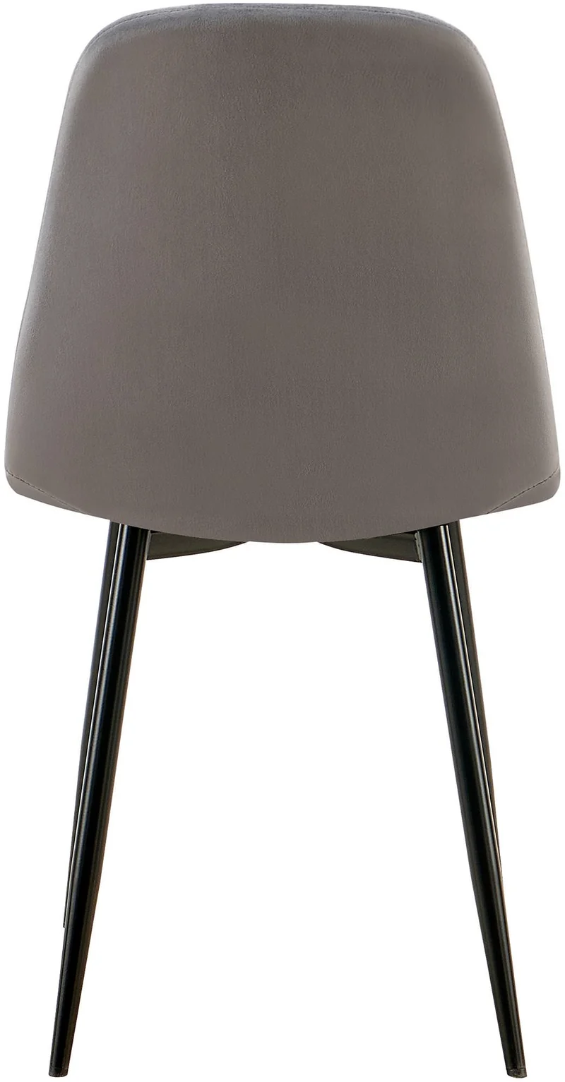 Set de 4 chaises de salle à manger coutures décoratives verticales assise en velours gris pieds en métal noir 10_0001755