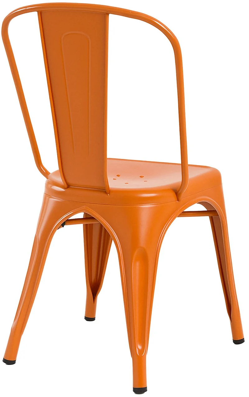 Lot de 4 chaises de salle à manger empilable avec dossier style industriel en métal orange 10_0005978