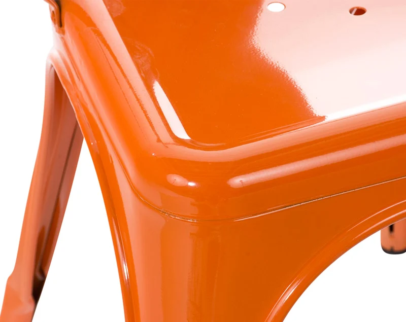 Lot de 4 chaises de salle à manger empilable avec dossier style industriel en métal orange 10_0005978