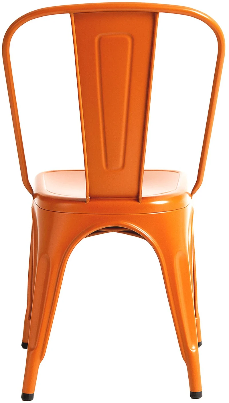 Lot de 4 chaises de salle à manger empilable avec dossier style industriel en métal orange 10_0005978
