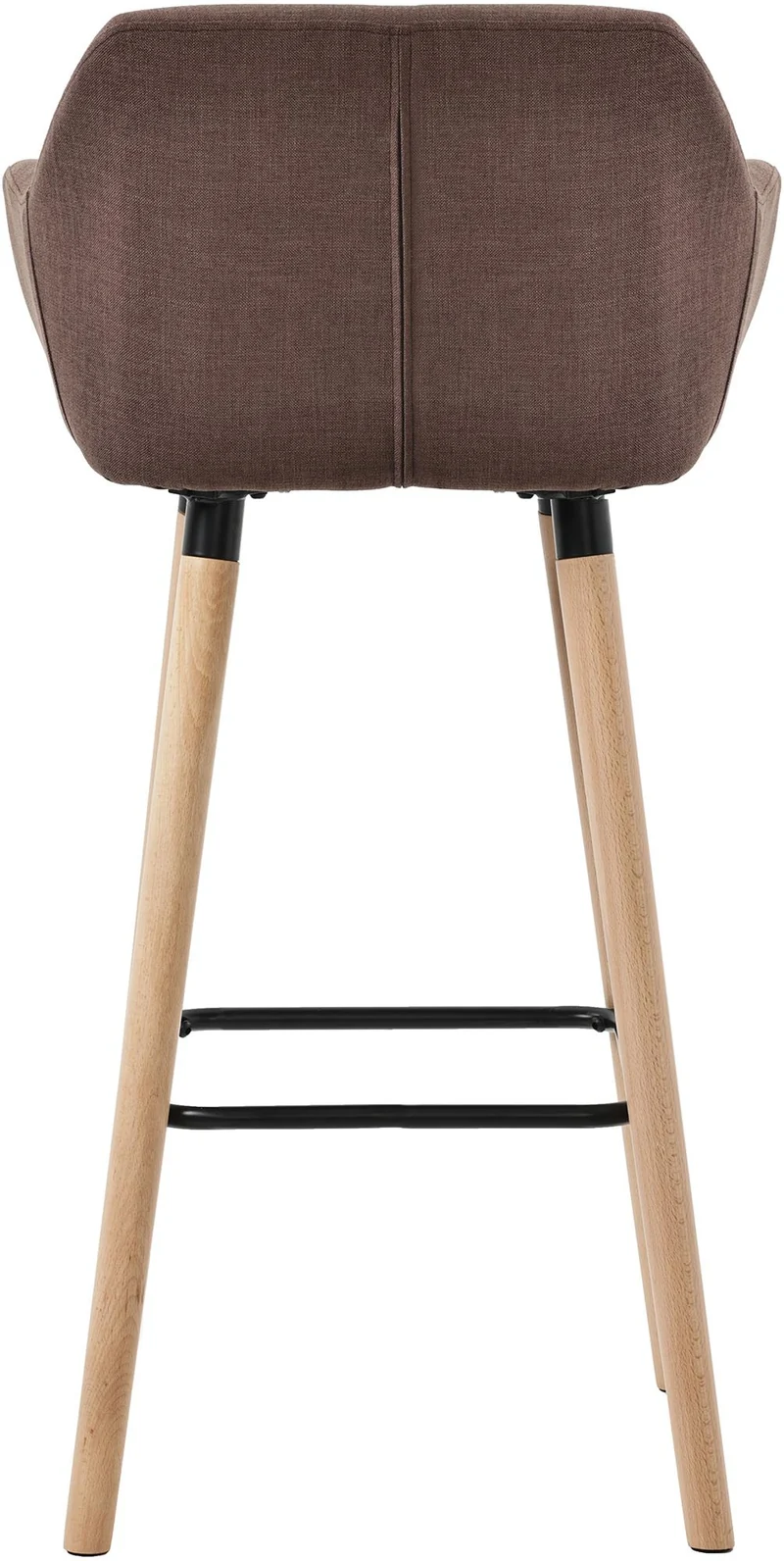 Tabouret de bar lounge x1 design scandinave assise en tissu couleur café pieds en bois repose-pieds en métal 10_0004919
