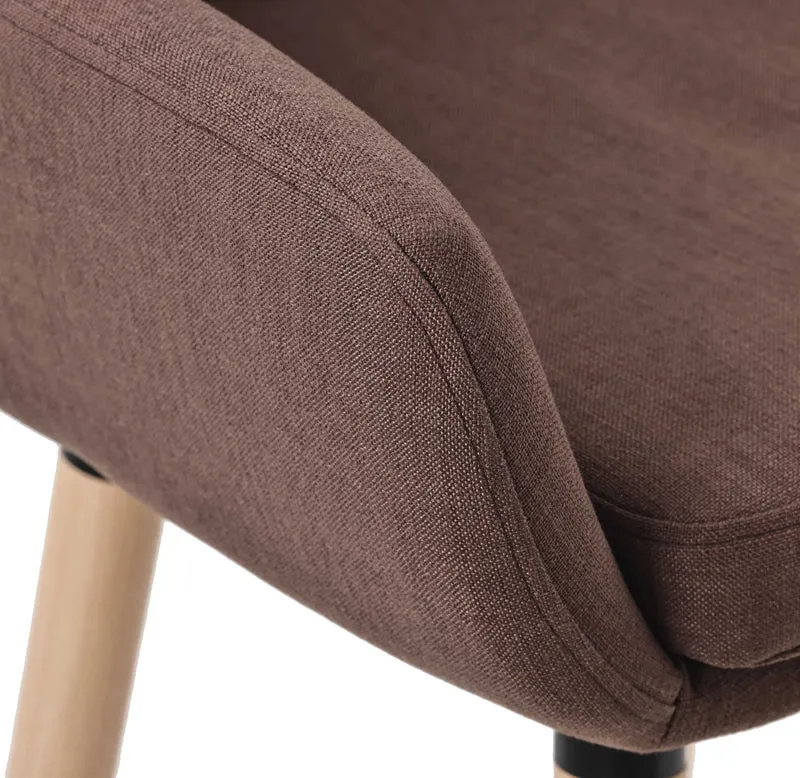Tabouret de bar lounge x1 design scandinave assise en tissu couleur café pieds en bois repose-pieds en métal 10_0004919