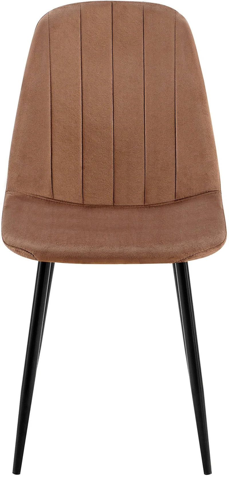 Lot de 4 chaises de salle à manger coutures décoratives verticales assise en velours maron pieds métal noir mat 10_0001756