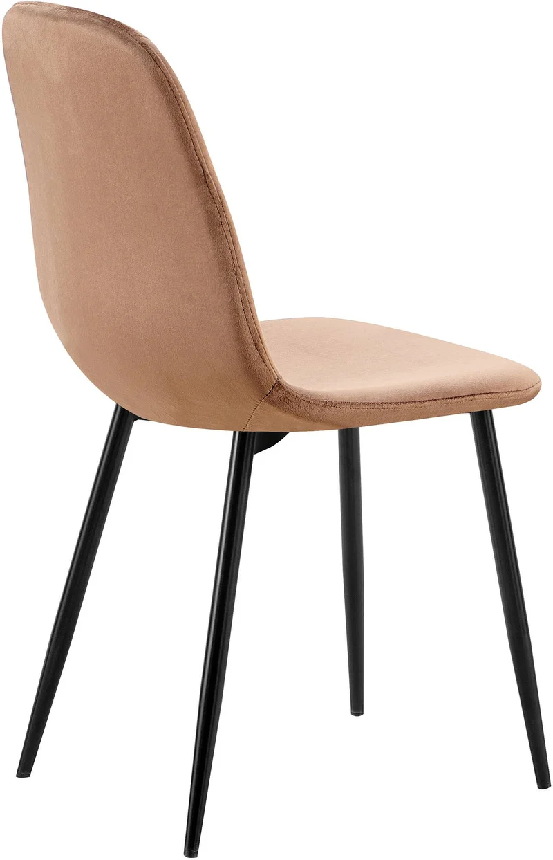 Lot de 4 chaises de salle à manger coutures décoratives verticales assise en velours maron pieds métal noir mat 10_0001756
