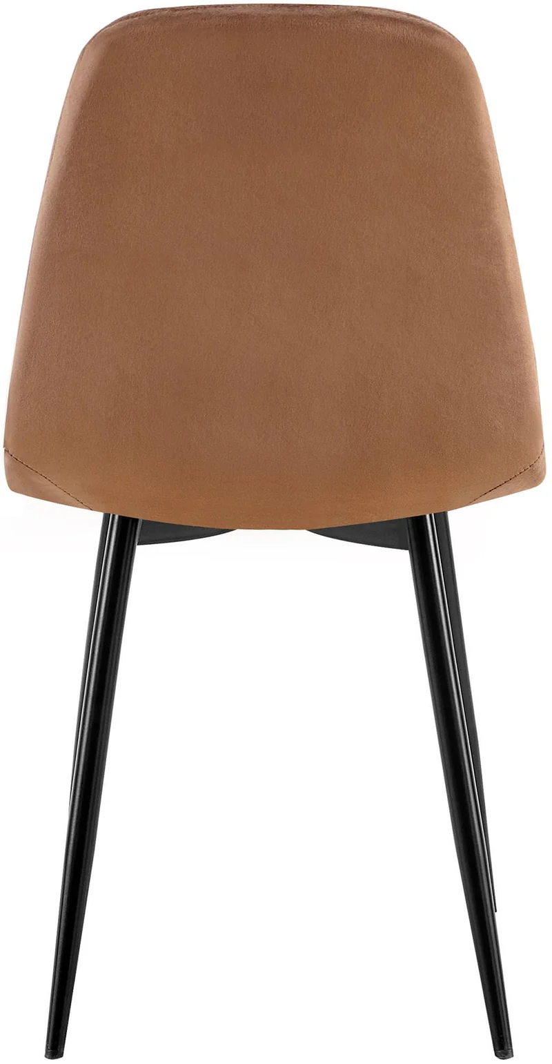 Lot de 4 chaises de salle à manger coutures décoratives verticales assise en velours maron pieds métal noir mat 10_0001756