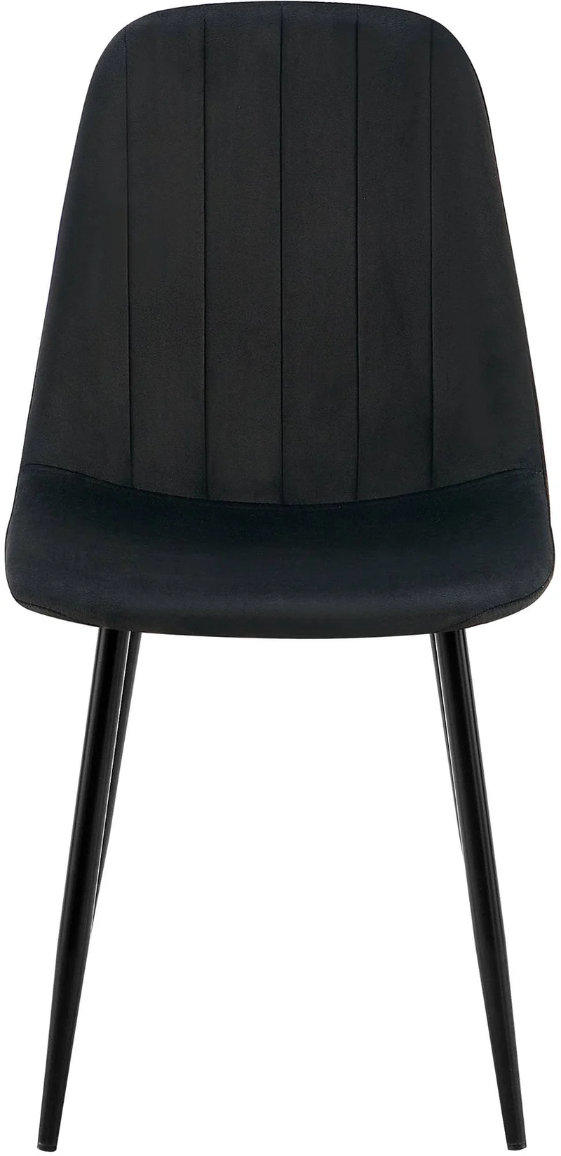 Set de 4 chaises de salle à manger coutures décoratives verticales en velours noir et métal noir 10_0001757