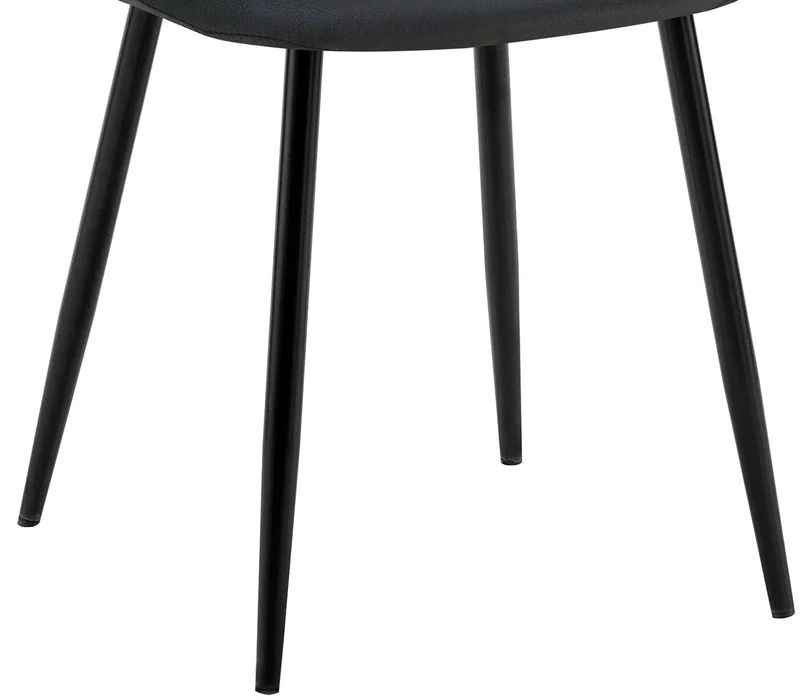 Set de 4 chaises de salle à manger coutures décoratives verticales en velours noir et métal noir 10_0001757