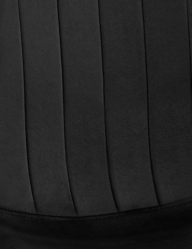 Set de 4 chaises de salle à manger coutures décoratives verticales en velours noir et métal noir 10_0001757