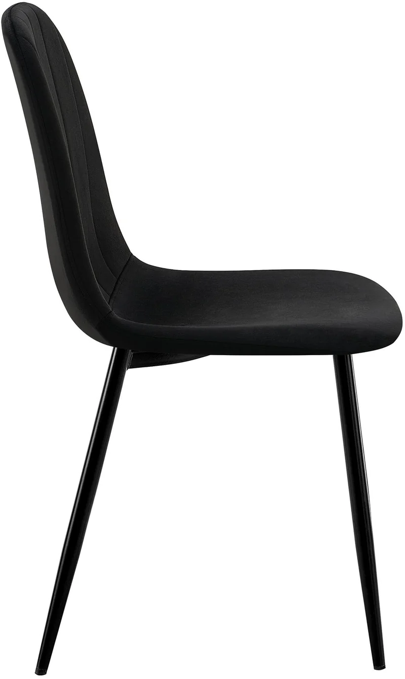 Set de 4 chaises de salle à manger coutures décoratives verticales en velours noir et métal noir 10_0001757