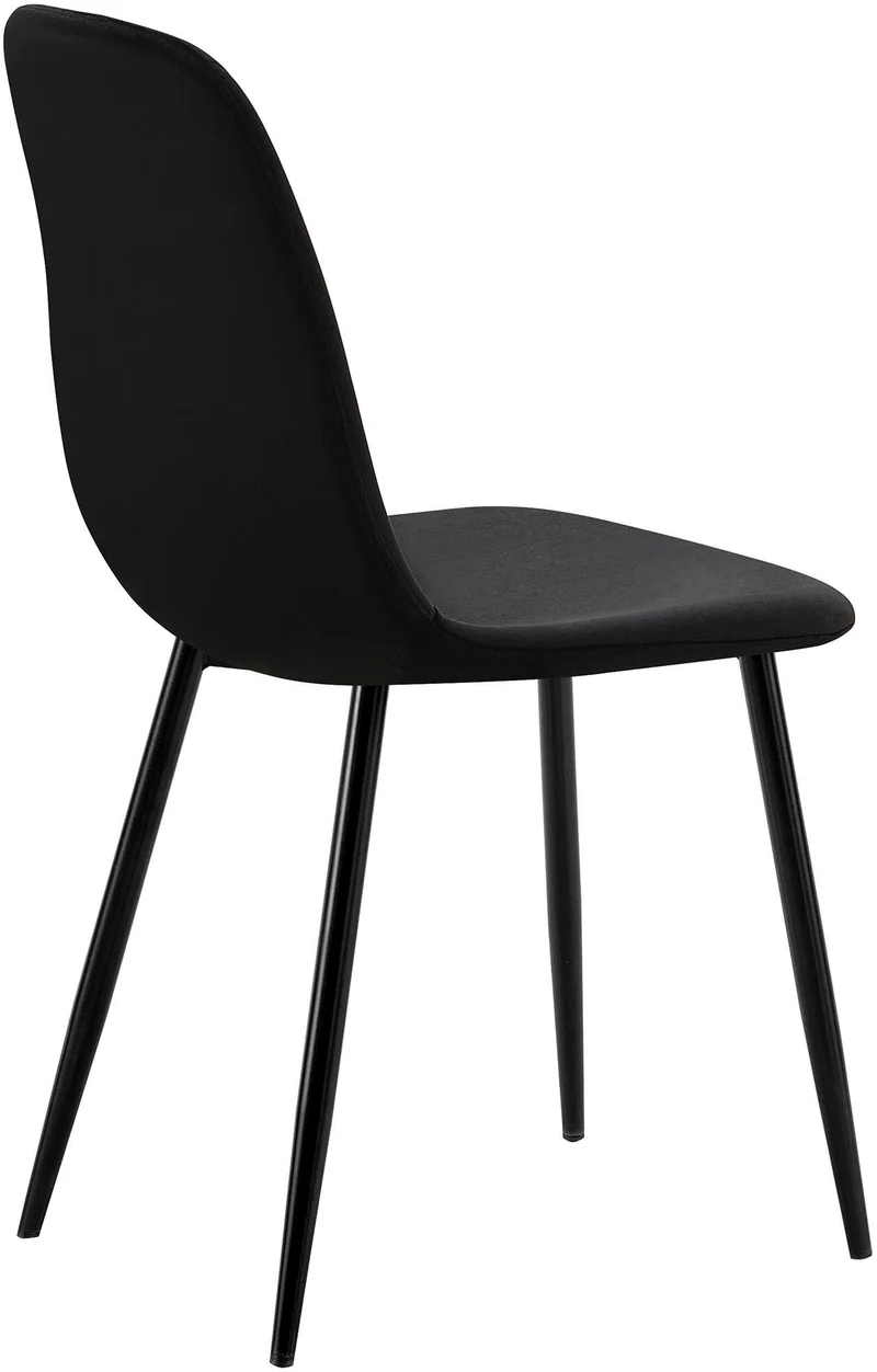 Set de 4 chaises de salle à manger coutures décoratives verticales en velours noir et métal noir 10_0001757