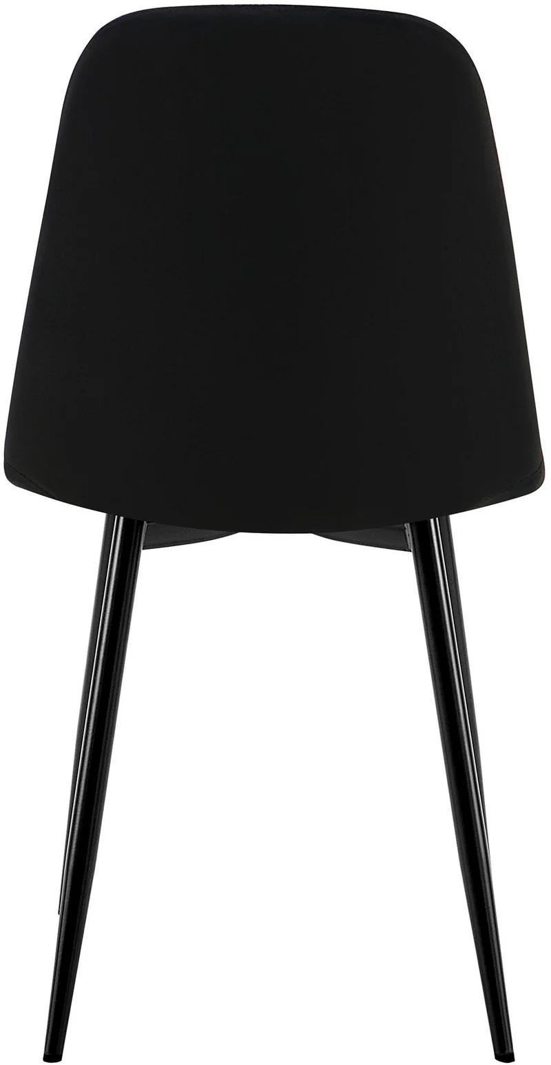 Set de 4 chaises de salle à manger coutures décoratives verticales en velours noir et métal noir 10_0001757