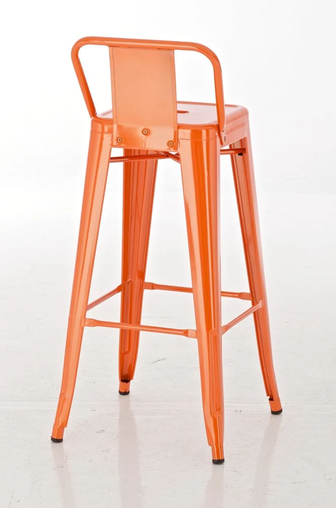 Lot de 2 tabourets de bar industriel en métal avec repose-pied couleur orange TDB10142