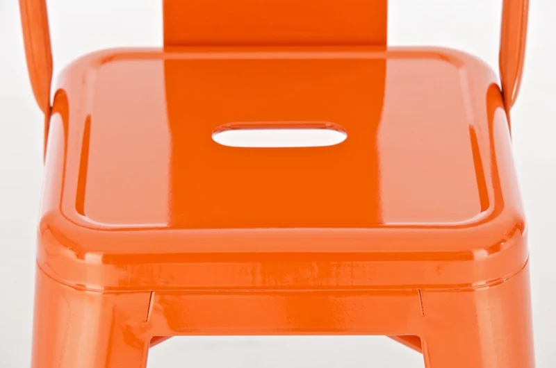 Lot de 2 tabourets de bar industriel en métal avec repose-pied couleur orange TDB10142