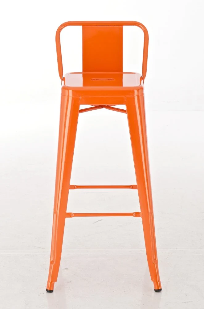Lot de 2 tabourets de bar industriel en métal avec repose-pied couleur orange TDB10142