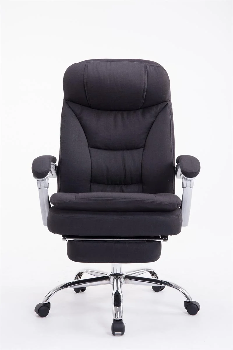 Fauteuil de bureau sur roulettes XL charge max 160 kg avec repose-pied ajustable assise en tissu noir 10_0002785